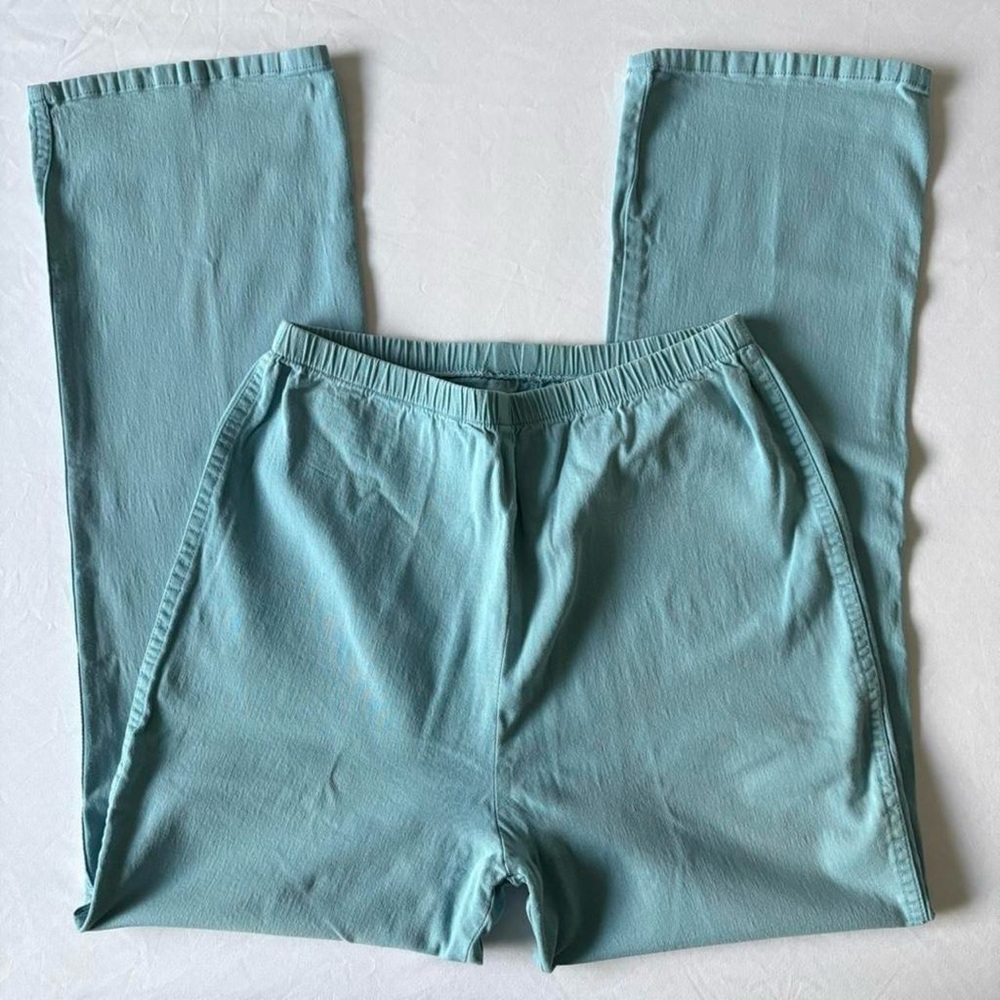 Light Teal Casual Pants - Elastic Waist